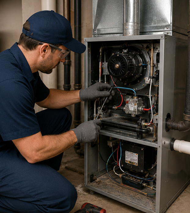 Furnace cleaning technician at 1st Choice Richardson Duct Cleaning